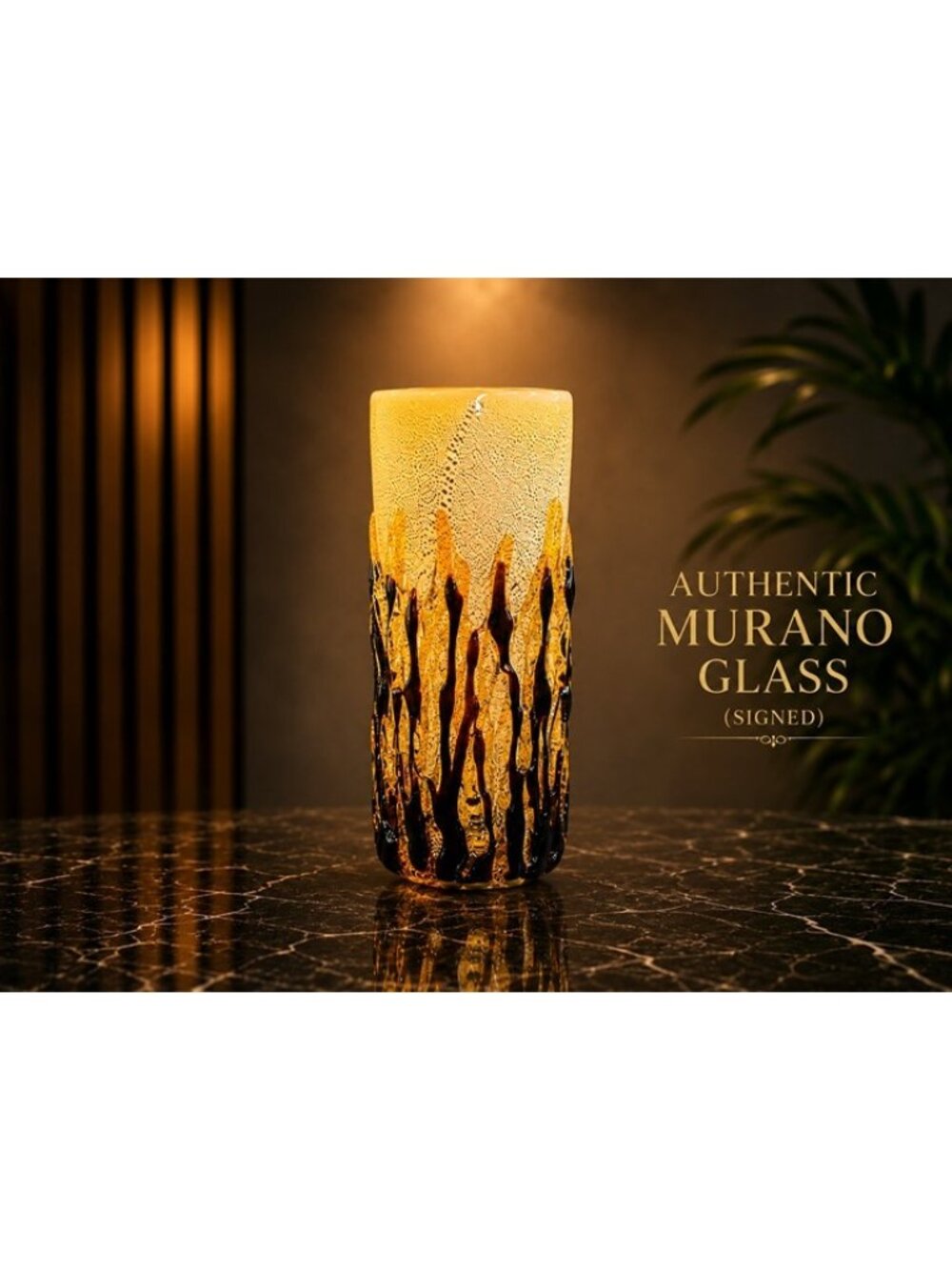 Signed Murano Italian Art Glass Vase Terra di Siena 12”